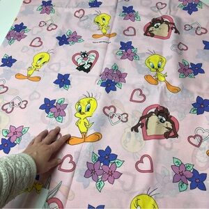 Vintage 90s Looney Tunes Bedsheet (Flat) Twin Size, 1996 Warner Bros